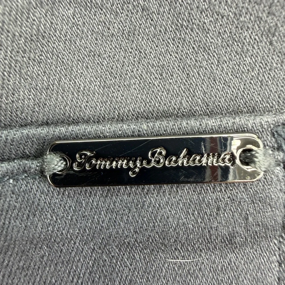 Tommy Bahama Jeans Sz 12 Grey Boracay High Rise Ankle Coal Wash Beaded Stripe
